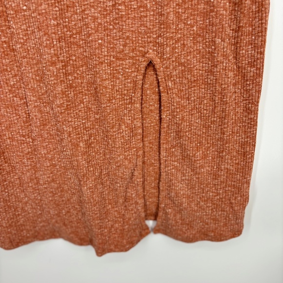 Jessica Simpson Womens Size 1X Jax Front Slit Rib Knit Dress Burnt Orange Auburn - Picture 6 of 12